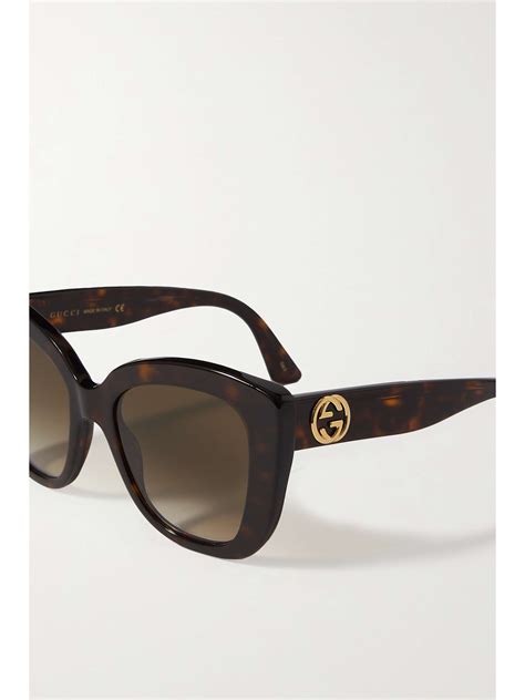 gucci rectangular tortoiseshell acetate sunglasses|oversized cat eye sunglasses Gucci.